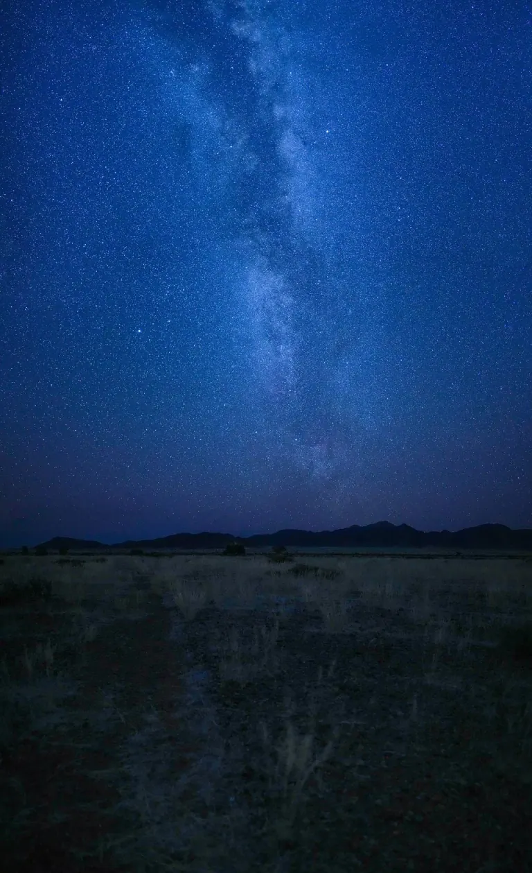 The Milky Way above a dark landscape in Namib-Naukluft National Park